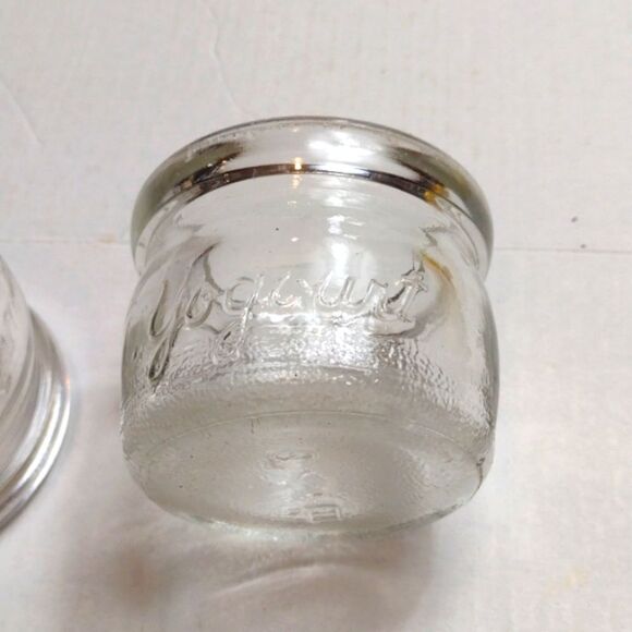 Rare Vintage Pair of Delisle Clear Yoghurt Jars - Picture 5 of 8